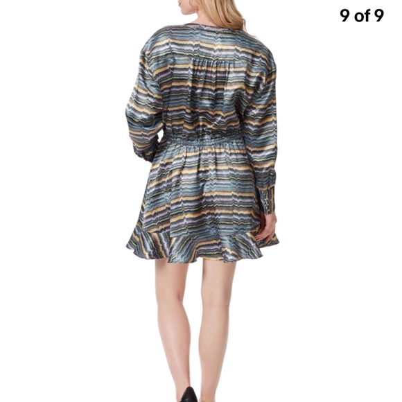 Jessica Simpson Shiloh dress size L button front ruffle hem V neck print NWT - Picture 8 of 14